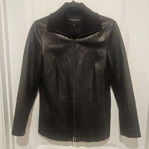 Lafayette 148 Black Leather Zip Up Jacket Size 6